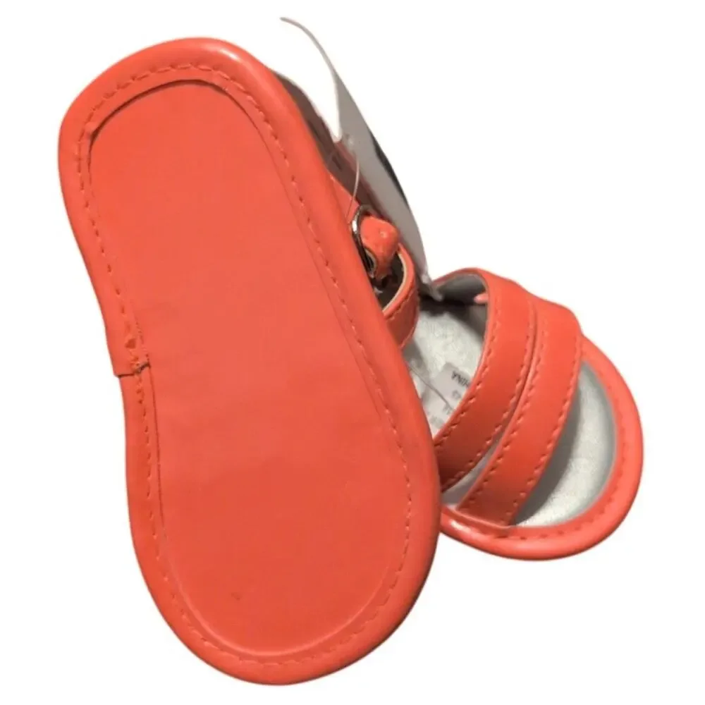 Janie and Jack Baby Crib Shoes Espadrille Red Orange White Striped NWT
